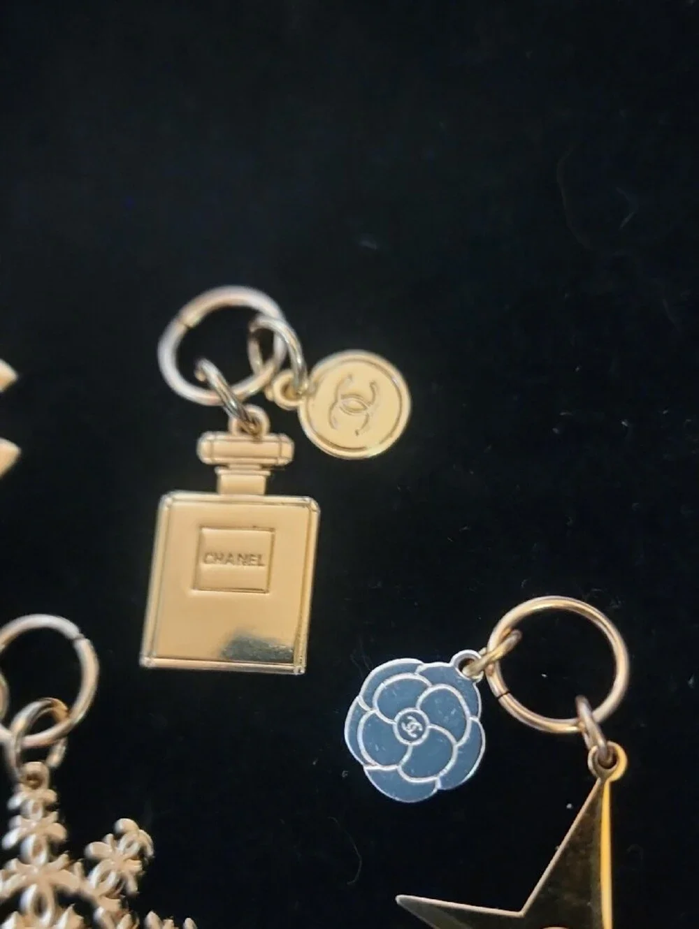 Chanel Christmas Charms Set Of 5 W/ Free Gold Tone Charm Necklace 1 Of A Kind!